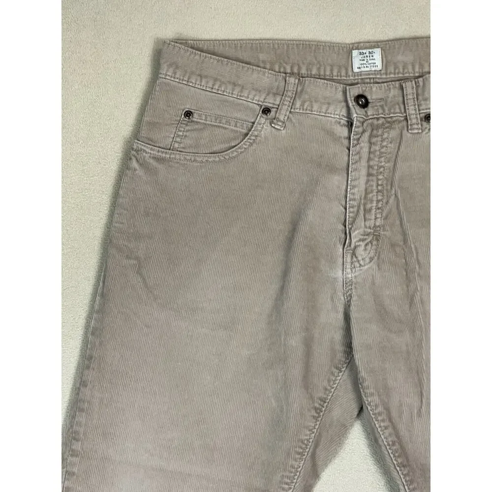 J. Crew Pants‎ Jeans 33x30 Brown Corduroy Straight Leg Regular Fit Mid Rise